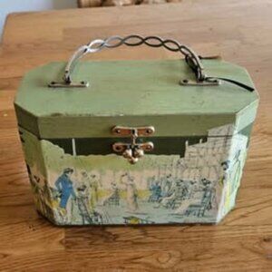 Vintage 1950s decoupage hand-painted box purse